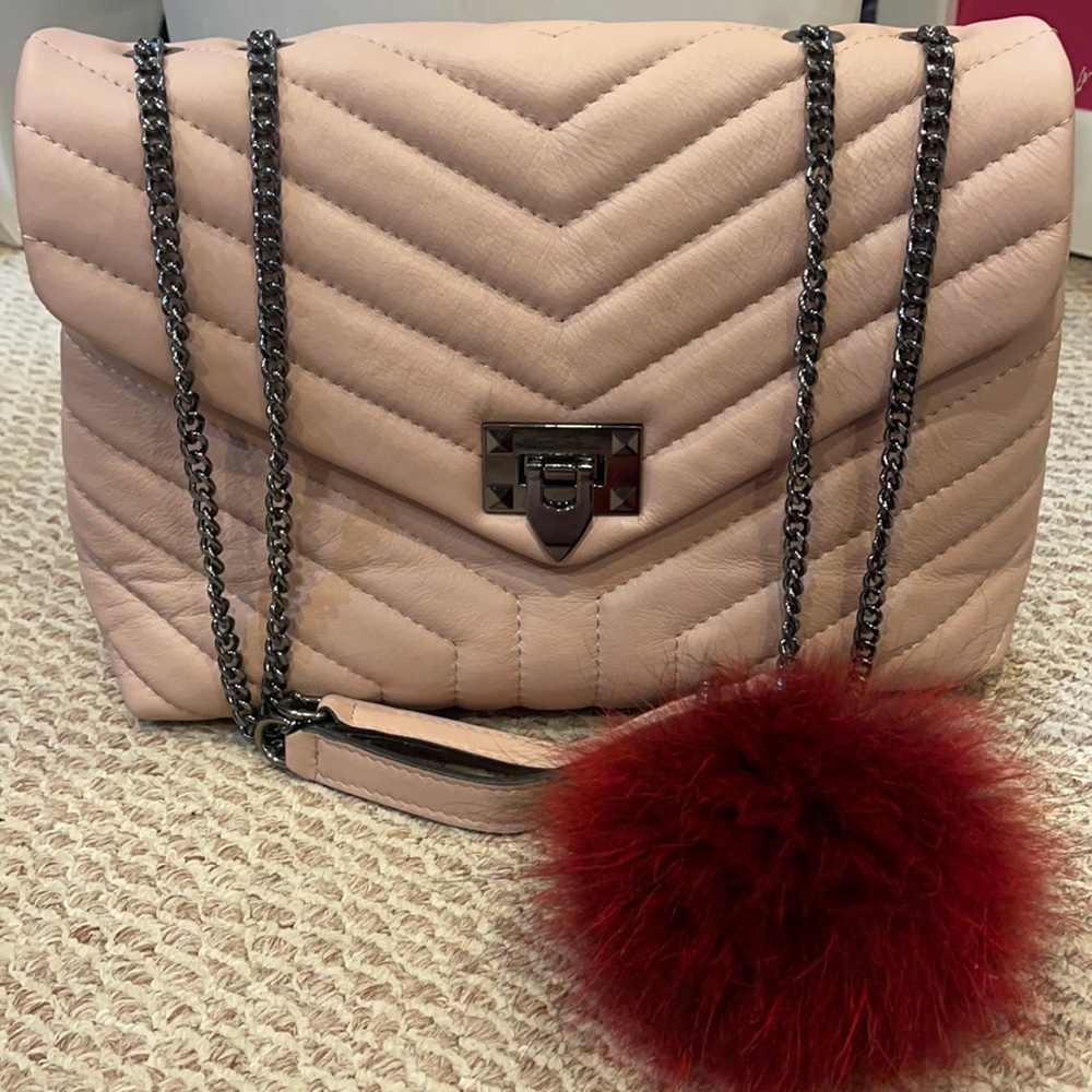 Pink leather purse.